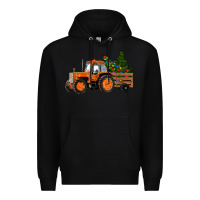 Black Christmas Orange Farm Tractor Premium Hoodie - RanaPortraitStore