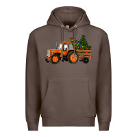 Coffee Christmas Orange Farm Tractor Premium Hoodie - RanaPortraitStore