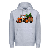 Heather Grey Christmas Orange Farm Tractor Premium Hoodie - RanaPortraitStore
