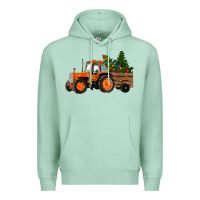 Seafoam Christmas Orange Farm Tractor Premium Hoodie - RanaPortraitStore