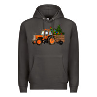 Smoke Christmas Orange Farm Tractor Premium Hoodie - RanaPortraitStore