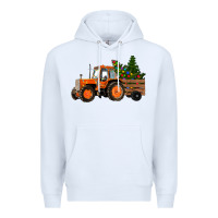 White Christmas Orange Farm Tractor Premium Hoodie - RanaPortraitStore