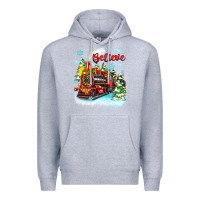 Heather Grey christmas polar express believe Premium Hoodie - Zillion Design Studio