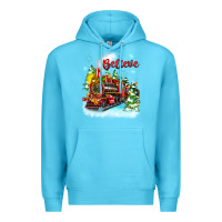 Ocean Blue christmas polar express believe Premium Hoodie - Zillion Design Studio