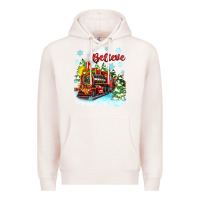 Pale Pink christmas polar express believe Premium Hoodie - Zillion Design Studio