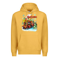Mustard christmas polar express believe Premium Hoodie - Zillion Design Studio