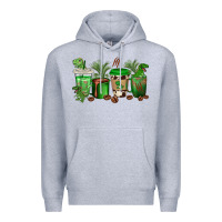 Heather Grey t  rex coffee cups Premium Hoodie - texasbilliewilder