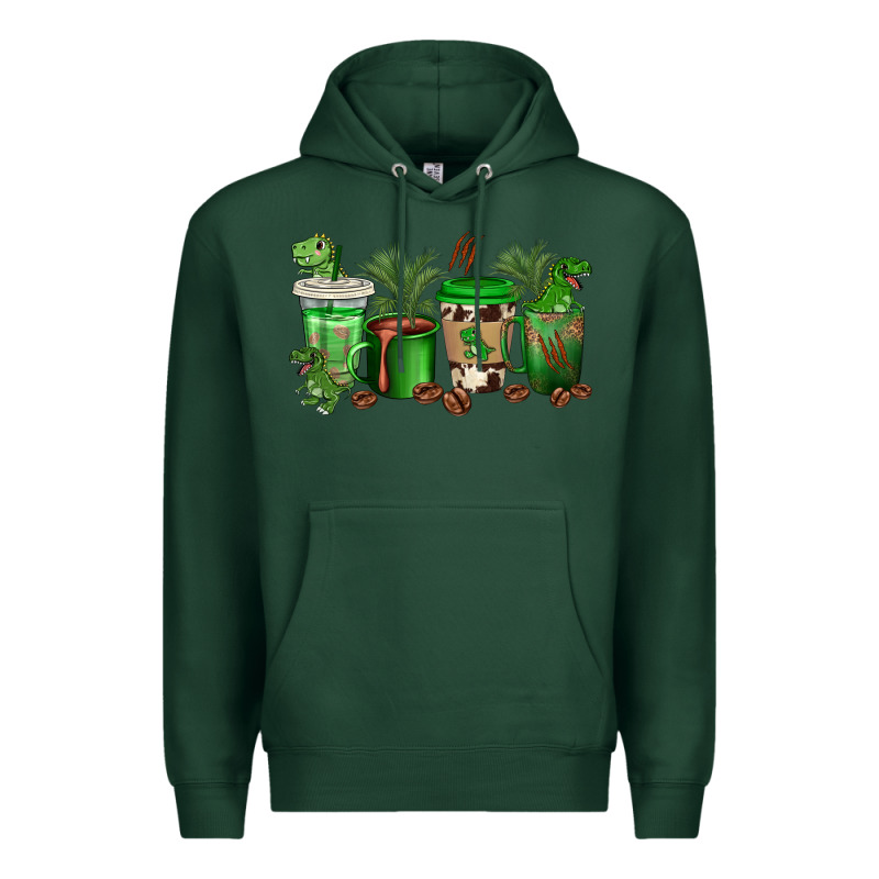 T  Rex Coffee Cups Premium Hoodie by texasbilliewilder | Teevron
