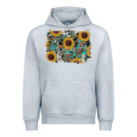 Heather Grey western sunflowers turquoise cowhide background Urban Hoodie - RanaPortraitStore