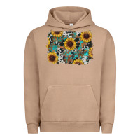 Pigment Burro western sunflowers turquoise cowhide background Urban Hoodie - RanaPortraitStore