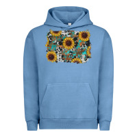 Pigment Pebble Blue western sunflowers turquoise cowhide background Urban Hoodie - RanaPortraitStore