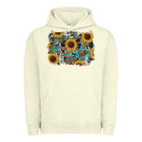 Pigment Pistachio western sunflowers turquoise cowhide background Urban Hoodie - RanaPortraitStore