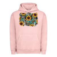 Pigment Salmon western sunflowers turquoise cowhide background Urban Hoodie - RanaPortraitStore