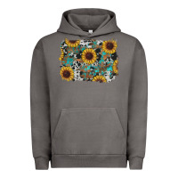 Pigment Tornado western sunflowers turquoise cowhide background Urban Hoodie - RanaPortraitStore