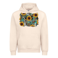 Sandshell western sunflowers turquoise cowhide background Urban Hoodie - RanaPortraitStore
