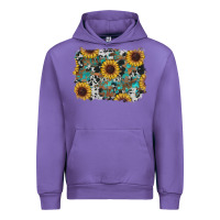 Tulip western sunflowers turquoise cowhide background Urban Hoodie - RanaPortraitStore