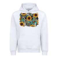 White western sunflowers turquoise cowhide background Urban Hoodie - RanaPortraitStore