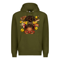 Army Green softball afro messy bun Premium Hoodie - texasbilliewilder
