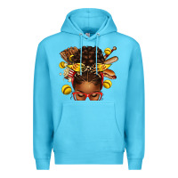 Ocean Blue softball afro messy bun Premium Hoodie - texasbilliewilder