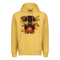 Antique Gold softball afro messy bun Premium Hoodie - texasbilliewilder