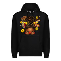 Black softball afro messy bun Premium Hoodie - texasbilliewilder
