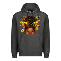 Charcoal Heather softball afro messy bun Premium Hoodie - texasbilliewilder