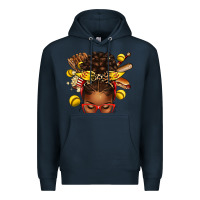 Navy softball afro messy bun Premium Hoodie - texasbilliewilder