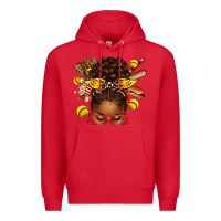 Red softball afro messy bun Premium Hoodie - texasbilliewilder