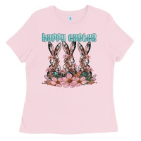 Bubblegum Pink happy easter bunny Ladies Tee - Artiststas