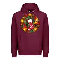 Burgundy Santa Stocking Christmas Premium Hoodie - RanaPortraitStore
