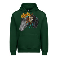 Forest Green black and white western horse Urban Hoodie - RanaPortraitStore