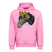 Fuchsia Pink black and white western horse Urban Hoodie - RanaPortraitStore