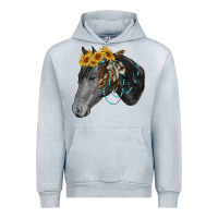 Heather Grey black and white western horse Urban Hoodie - RanaPortraitStore