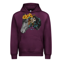Mauve Wine black and white western horse Urban Hoodie - RanaPortraitStore