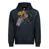 Navy black and white western horse Urban Hoodie - RanaPortraitStore