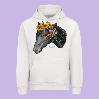 Urban Hoodie black and white western horse