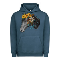 Pigment Midnight Navy black and white western horse Urban Hoodie - RanaPortraitStore