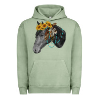 Pigment Oil Green black and white western horse Urban Hoodie - RanaPortraitStore