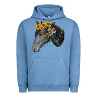 Pigment Pebble Blue black and white western horse Urban Hoodie - RanaPortraitStore