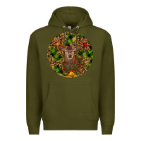 Army Green Christmas Reindeer Premium Hoodie - RanaPortraitStore