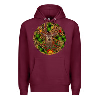 Burgundy Christmas Reindeer Premium Hoodie - RanaPortraitStore