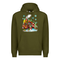 Army Green christmas santa and friends train Premium Hoodie - Zillion Design Studio