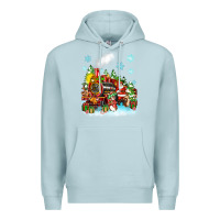 Blue Mist christmas santa and friends train Premium Hoodie - Zillion Design Studio