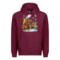 Burgundy christmas santa and friends train Premium Hoodie - Zillion Design Studio