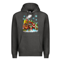 Charcoal Heather christmas santa and friends train Premium Hoodie - Zillion Design Studio