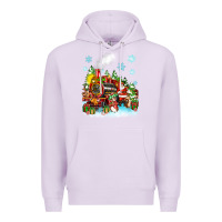 Lilac christmas santa and friends train Premium Hoodie - Zillion Design Studio