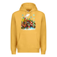 Mustard christmas santa and friends train Premium Hoodie - Zillion Design Studio