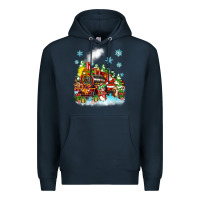 Navy christmas santa and friends train Premium Hoodie - Zillion Design Studio