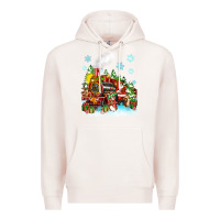 Pale Pink christmas santa and friends train Premium Hoodie - Zillion Design Studio