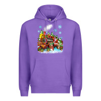 Purple christmas santa and friends train Premium Hoodie - Zillion Design Studio